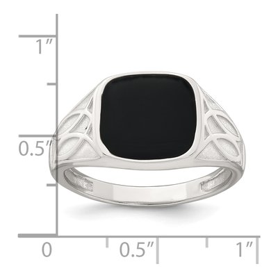 Men's Sterling Silver Black Enamel Signet Ring – view 6