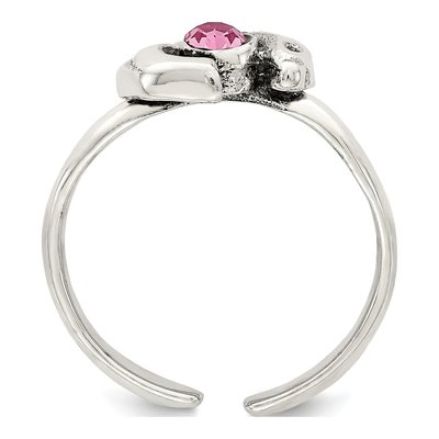 Sterling Silver CZ Antiqued Dolphin Toe Ring – view 3