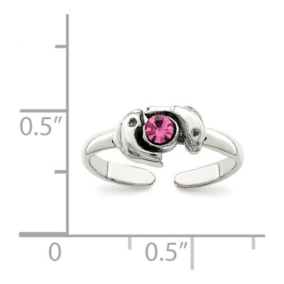 Sterling Silver CZ Antiqued Dolphin Toe Ring – view 5