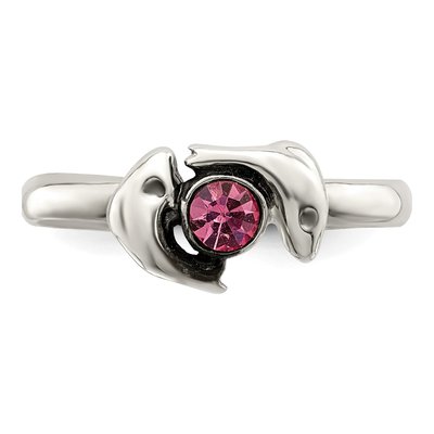 Sterling Silver CZ Antiqued Dolphin Toe Ring – view 6