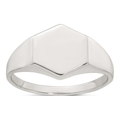 Men's Sterling Silver Hexagon Signet Ring