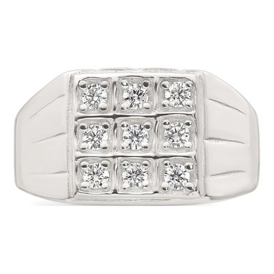 Men's Sterling Silver CZ Square Ring – view 5