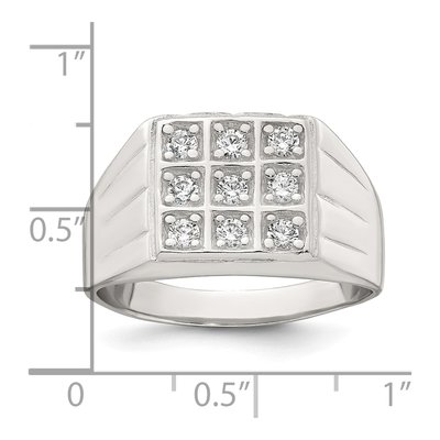 Men's Sterling Silver CZ Square Ring – view 6