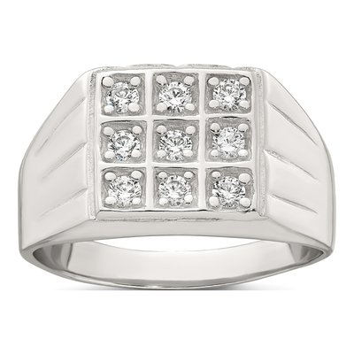 Men's Sterling Silver CZ Square Ring