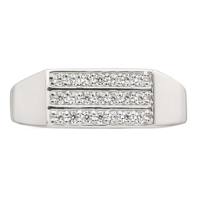 Men's Sterling Silver CZ Rectangular Ring – view 5