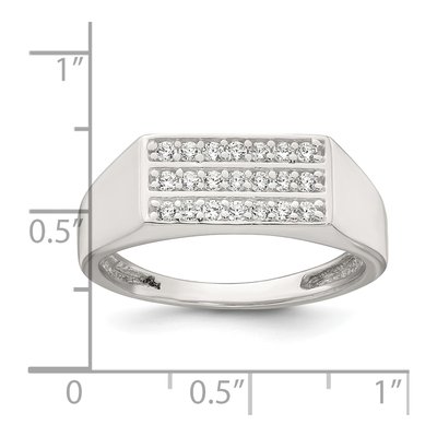 Men's Sterling Silver CZ Rectangular Ring – view 6