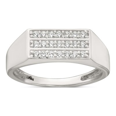 Men's Sterling Silver CZ Rectangular Ring
