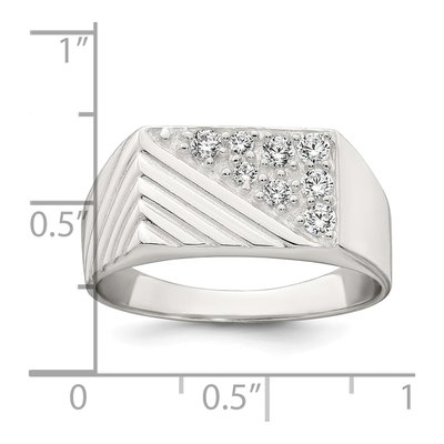 Men's Sterling Silver CZ Grooved Ring – view 6