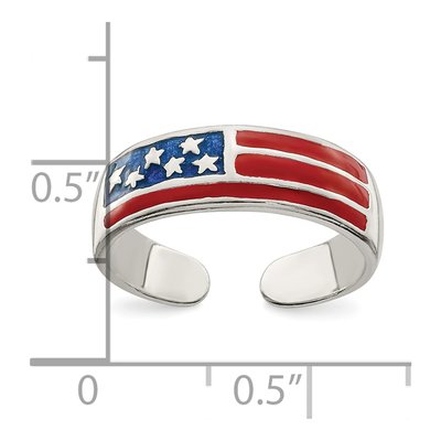 Sterling Silver Enameled Flag Toe Ring – view 4