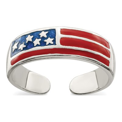 Sterling Silver Enameled Flag Toe Ring