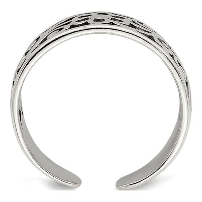 Sterling Silver Antiqued Floral Toe Ring – view 3