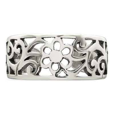 Sterling Silver Antiqued Floral Toe Ring – view 6