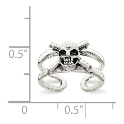 Sterling Silver Antiqued Skull Toe Ring – view 5