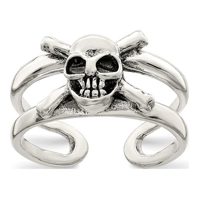 Sterling Silver Antiqued Skull Toe Ring