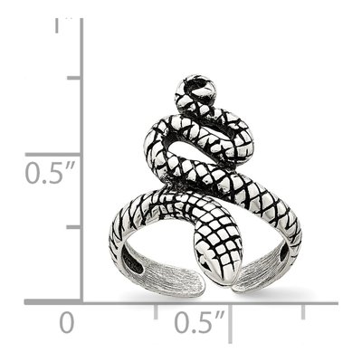 Sterling Silver Antiqued Snake Toe Ring – view 4