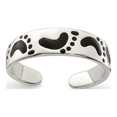 Sterling Silver Black Enameled Toe Ring