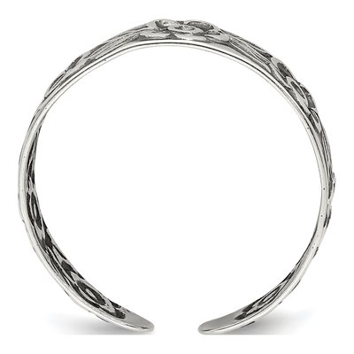 Sterling Silver Antiqued Flowers Toe Ring – view 3