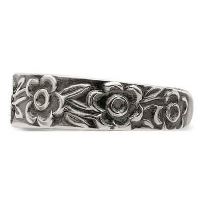 Sterling Silver Antiqued Flowers Toe Ring – view 5