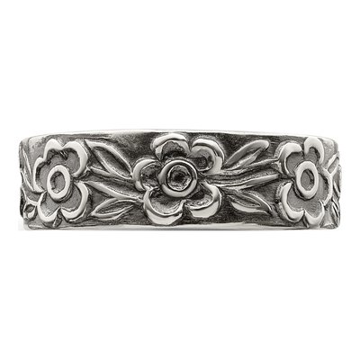 Sterling Silver Antiqued Flowers Toe Ring – view 6