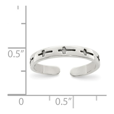Sterling Silver Antiqued Cross Toe Ring – view 4