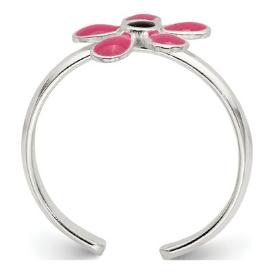 Sterling Silver Pink Enameled Floral Toe Ring – view 3