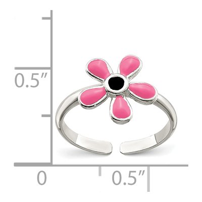 Sterling Silver Pink Enameled Floral Toe Ring – view 4