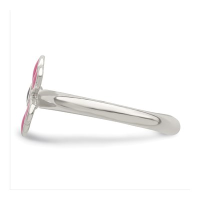 Sterling Silver Pink Enameled Floral Toe Ring – view 5