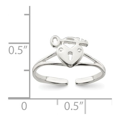 Sterling Silver Heart Lock Key Toe Ring – view 4