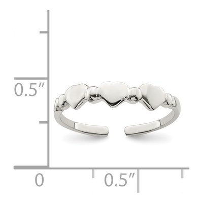 Sterling Silver Hearts Toe Ring – view 4