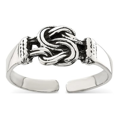 Sterling Silver Antiqued Love Knot Toe Ring
