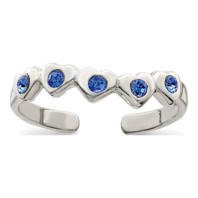 Sterling Silver CZ Heart Toe Ring