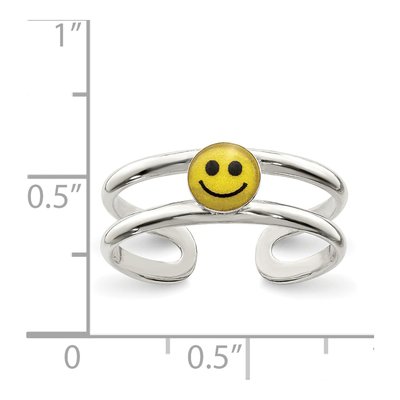 Sterling Silver Black Enamel Smiley Toe Ring – view 4