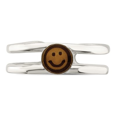 Sterling Silver Black Enamel Smiley Toe Ring – view 6