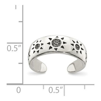Sterling Silver Antiqued Sun Toe Ring – view 4