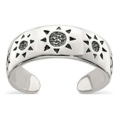 Sterling Silver Antiqued Sun Toe Ring
