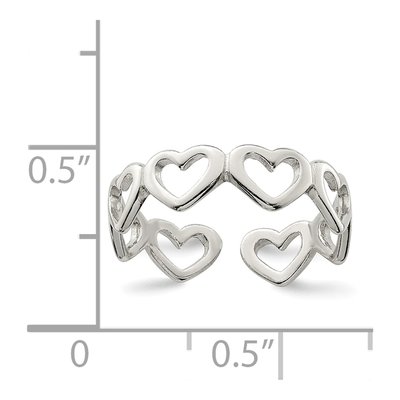 Sterling Silver Cut-Out Hearts Toe Ring – view 6