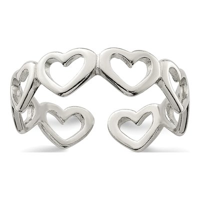 Sterling Silver Cut-Out Hearts Toe Ring