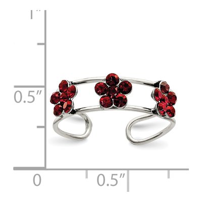 Sterling Silver Crystal Floral Toe Ring – view 4
