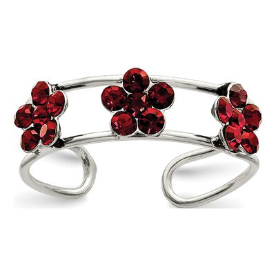 Sterling Silver Crystal Floral Toe Ring