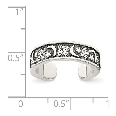 Sterling Silver Moon Star Toe Ring – view 4