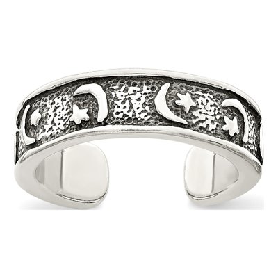 Sterling Silver Moon Star Toe Ring