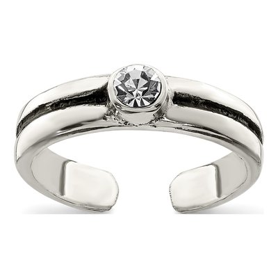 Sterling Silver CZ Antiqued Toe Ring