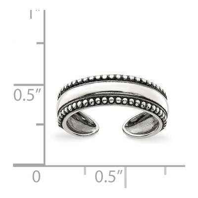 Sterling Silver Antiqued Beaded Toe Ring – view 4