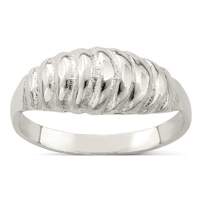Sterling Silver Diamond-Cut Domed Ring