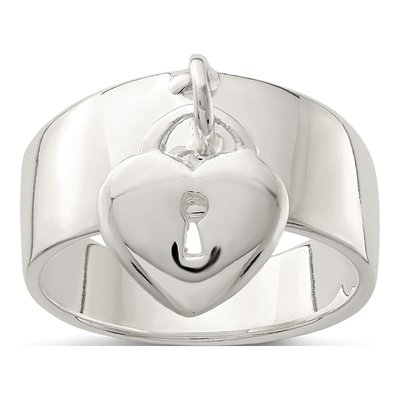 Sterling Silver Dangle Lock Ring
