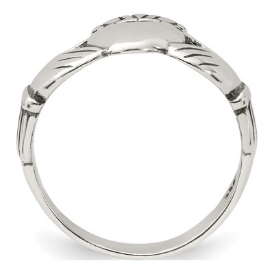 Sterling Silver Antiqued Claddagh Ring – view 3