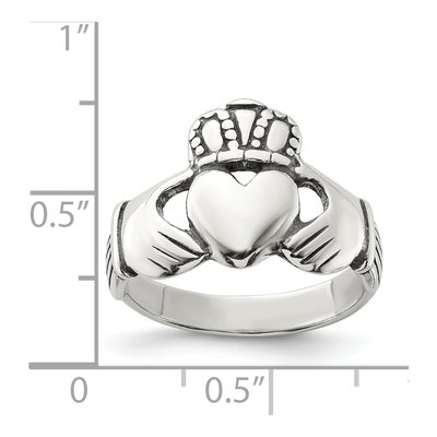 Sterling Silver Antiqued Claddagh Ring – view 4