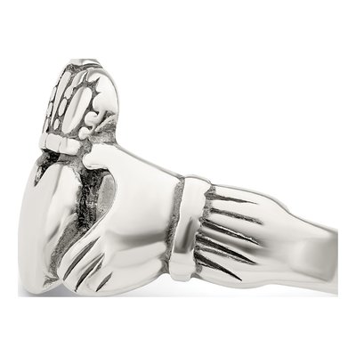Sterling Silver Antiqued Claddagh Ring – view 5