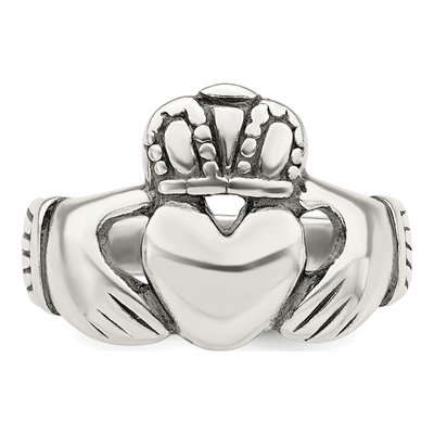 Sterling Silver Antiqued Claddagh Ring – view 6
