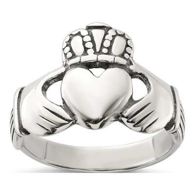 Sterling Silver Antiqued Claddagh Ring